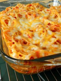 super easy, super fast baked spaghetti casserole