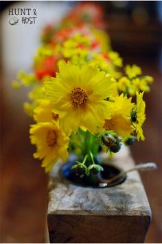 A sugar mold filled with wildflowers. Spring is beautiful! www.huntandhost.com