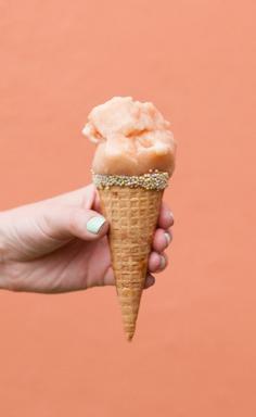 Hibiscus cantaloupe sorbet ~ naturally sweetened