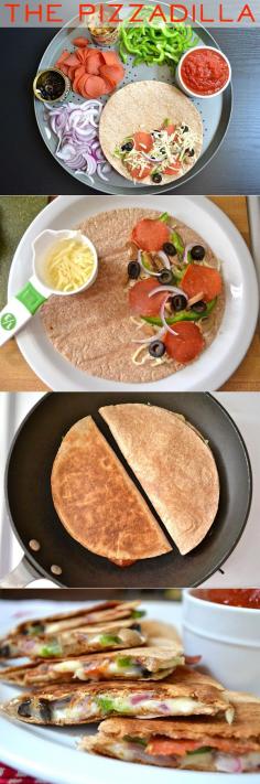 Pizzadillas - healthy pizza option. Lots of gluten free "pizza" ideas here