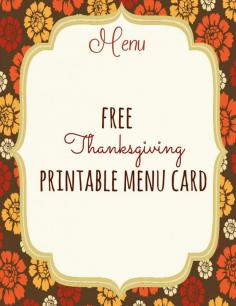 Free Thanksgiving Menu Card printables #thanksgiving #dinner