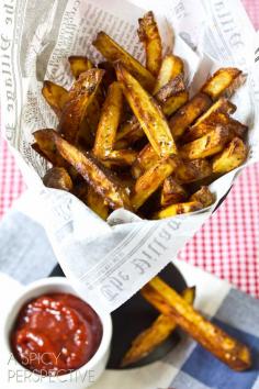 Harissa Baked French Fries (buy real food harissa or make homemade).