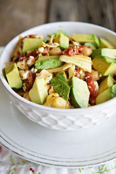 California Avocado Marinated Salad with Chickpeas and Artichokes. Healthy summer salad recipe!