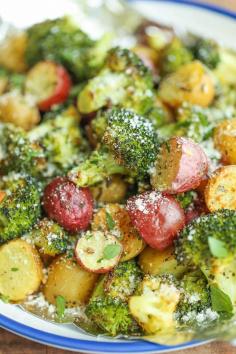 garlic parmesan broccoli & potatoes
