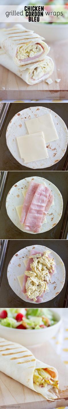 Grilled Chicken Cordon Bleu Wraps #recipe #homecooking