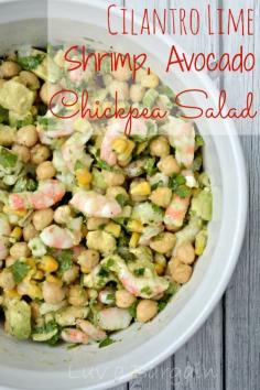 cilantro shrimp lime chickpea salad