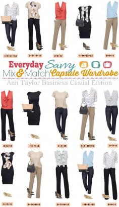Ann Taylor business casual capsule wardrobe can help you think less about your clothing and more about everything else in your life. Plus you will still look great with these fantastic business casual outfits. Ann Taylor pieces are well made and have both a classic but on trend look. Perfect for your on the go lifestyle. fashion, idea