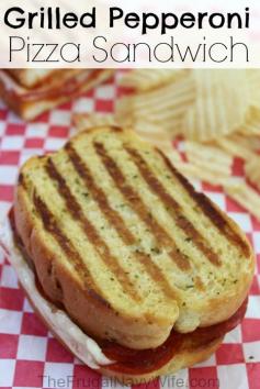 Grilled Pepperoni Pizza Sandwich - The Frugal Navy Wife