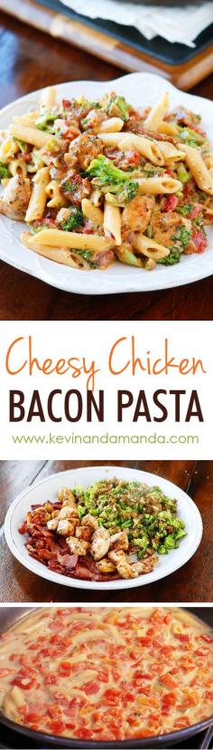 Cheesy Chicken Bacon Broccoli Pasta. So much goodness in one plate. #Bacon #Chicken #Pasta
