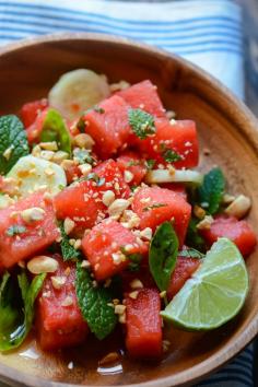 Thai Watermelon Salad (omit peanuts)