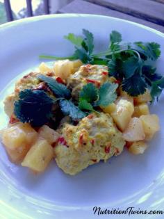 Red Pepper Turkey Meatballs with Ginger Pineapple Compote | Only 225 Calories | Amazing flavor, Skin Beautifying benefits, & Bikini-friendly Ingredients | Super Satisfying |For MORE RECIPES & Nutrition Tips please SIGN UP for our FREE NEWSLETTER www.NutritionTwins.co,