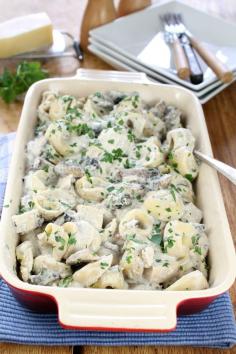 Chicken and Mushroom Tortellini Bake from missinthekitchen.com