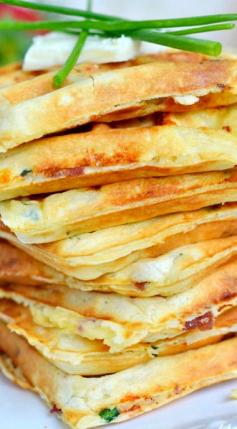 These freezer-friendly soy Bacon, Potato and Cheese Waffles make school mornings just a little bit easier and a lot more yummy! | MomOnTimeout.com | #breakfast #waffles #Challenge #sponsored