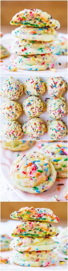 Softbatch Funfetti Sugar Cookies - Move over cake mix. These easy, super soft cookies are from scratch  loaded with sprinkles! #birthday #funfetti #cookies