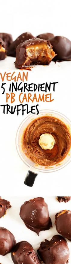 AMAZING 5 ingredient Vegan Truffles with salted DATE CARAMEL, Peanut Butter and Semisweet Chocolate! #vegan #glutenfree #salted #caramel #SaltedCaramel #home #recipes #eat #food #dessert #drink #bake #yourhomemagazine