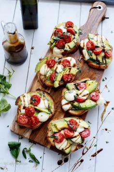 Grilled Avocado Caprese Crostini #yum #healthyfood #healthy #food #idea #recipe