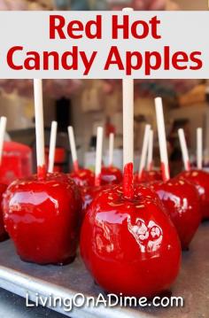 Red Hot Candy Apples : 4 apples, peeled and sliced 1/4 cup red hots (cinnamon candy) 2 Tbsp. water Place all ingredients in a pan. Cook on low to medium heat for about 15 minutes or until tender. When I make this recipe, I use whatever apples I have on hand but baking apples and Gala apples work best.