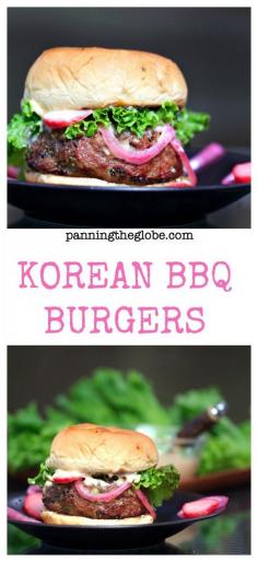 
                    
                        Korean BBQ Burgers with quick and easy pickled onions and radishes. All the flavors that make Korean BBQ so famously delicious!
                    
                