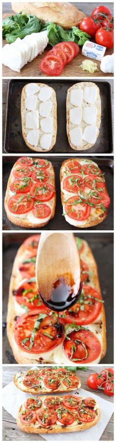 Caprese Garlic Bread Recipe | Two Peas & Their Pod. A simple recipe for Caprese Garlic Bread, the best garlic bread you will ever eat! #italian #food #cuisine #tomato #basil #fresh #mozarella #cheese #caprese #garlic #bread #appetizer #side #dish #recipe