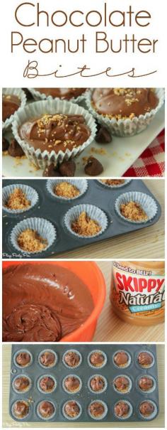 chocolate peanut butter bites made in minutes with just a few ingredients, the perfect quick dessert idea from playpartypin.com