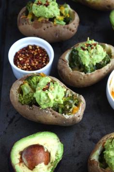 Broccoli Cheddar Stuffed Potatoes-The Almond Eater