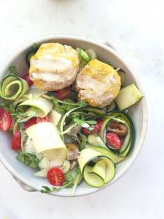 
                    
                        FALAFEL SALAD WITH CREAMY TAHINI DRESSING
                    
                