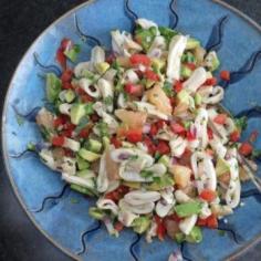 
                    
                        calamari, avocado and grapefruit bruschetta
                    
                