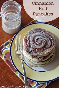 Pumpkin Cinnamon Roll Pancakes