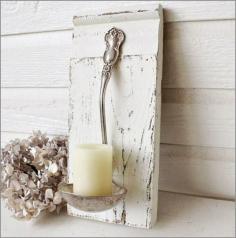 Ladle Candle Holder -- wouldn't a pair of these be perfect as candle sconces hung on either side of the kitchen window?!