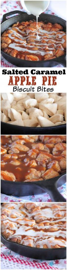 Salted Caramel Apple Pie Biscuit Bites. #apple #recipe #biscuit #dessert