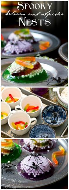 Worm Nests Halloween Jello Treats - Looks disgusting, tastes delicious! #halloween