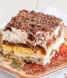 cooking recipes: Sex in a Pan  Ingredients Crust      1 cup pecans, chopped     3 tbsp white sugar     ½ cup butter     1 cup flour  Cream cheese layer      1 8 oz package cream cheese     1 cup powdered sugar (use ½ cup for less sweetness)     1 cup whipped cream or cool whip  Vanilla pudding      1 package of instant vanilla pudding (5.1 oz or 144 g)     3 cups milk (use 2 cups if you want a firmer pudding)  Chocolate Pudding      1 package of instant chocolate pudding (5.1 oz or 144 g)     3 cups milk (use 2 cups if you want a firmer pudding)  Last layer      2 cups whipped cream or cool whip     shaved chocolate  Instructions      Preheat oven to 350 F degrees.     Spray a 9x13 inch baking dish with cooking spray.     In a mixer mix all the crust ingredients together and press the mixture into the prepared baking dish.     Bake it for about 20 minutes.     Prepare the vanilla pudding as per the instructions on the package.     Prepare the chocolate pudding as per the instructions on the package.     In a mixer add the cream cheese, powdered sugar and the cup of whipped cream. Mix until light and fluffy.     Let the crust cool. Spread the cream cheese mixture over the crust evenly. Spread the chocolate pudding over the cream cheese, then the vanilla pudding. Top with the whipped cream and sprinkle with the chocolate.     Refrigerate for a couple hours so that it sets.  Enjoy!