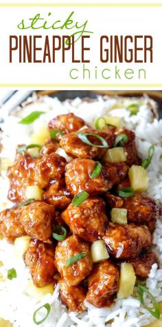 Baked pineapple ginger chicken.