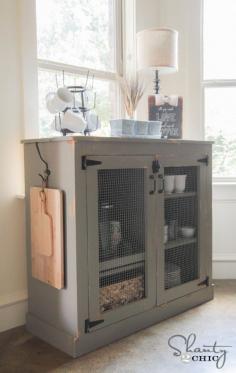 DIY Farmhouse Coffee Cabinet, wouldn't just have to be a coffee cabinet...really like the idea..