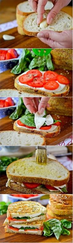 Margherita Grilled Cheese Sandwich recipe | Chefthisup