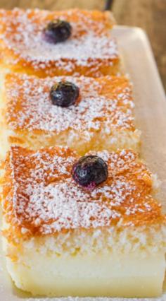 Magic Cake Recipe ~ make the batter, pour the batter in a 8 inch x 8 inch baking dish, place it in the oven and let the magic happen. After an hour you have a perfect 3 layer cake with the most delicious custard layer. This truly is one of the easiest cakes you’ll ever make and one of the most impressive and not to mention delicious! #dessert #recipe #treat #recipes #sweet