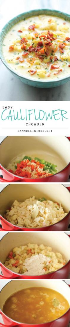 Cauliflower Chowder - A creamy, low carb, hearty and wonderfully cozy soup for those chilly nights!...I used almond milk...not as creamy of course- but really yummy soup overall