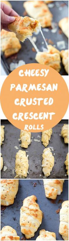 
                    
                        Cheesy Parmesan Crusted Crescent Roll Recipe - Stuffed with mozzarella cheese, then slathered with butter and Italian spices, and then topped with parmesan cheese! Baked to cheesy perfection. We love our crescent recipes!
                    
                