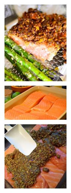 Pistachio Lime Baked Salmon at Reluctant Entertainer #FathersDay #FourthofJuly