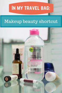 
                    
                        In my travel bag: Micellar cleansing water (makeup remover and more)  A simple and easy skin care routine when you're on the road. It wipes off your makeup and cleanses in one go.  I've recently discovered it and LOVE it!
                    
                