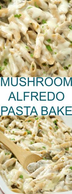 A delicious mushroom alfredo pasta bake that is ready under 30 minutes and a family favorite! You will not be disappointed!