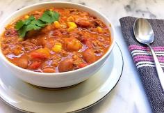 Crock Pot chili made with butternut squash by Mom's Kitchen Handbook