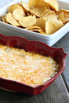 easy cheesy dip. cream cheese + beans + salsa + cheese.