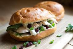 turkey, cranberry, goat cheese sandwich