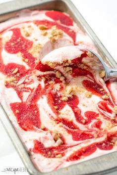 Smooth, creamy No Churn Cherry Cheesecake Ice Cream made with only 5 ingredients! Cherry Cheesecake ice cream was always one of my favorites growing up, and I think this homemade version is even better than the ice cream parlour! Mix up the pie filling flavor to easily customize. www.thereciperebel.com