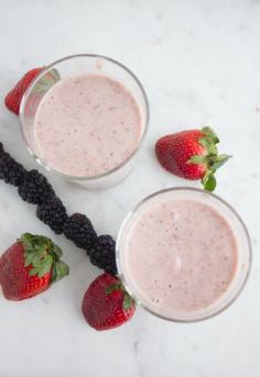 Banana Berry Avocado Chia Smoothie #recipe