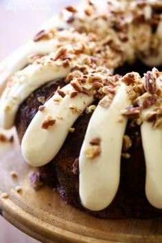 
                    
                        This Carrot Bundt Cake is perfect for fall! Perfectly moist and the cream cheese frosting on top is outrageously yummy!
                    
                