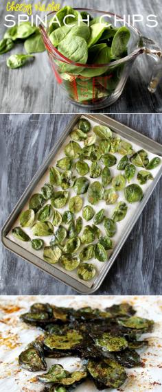 Baked Spinach Chips - Nice change from all the kale chips recipe!