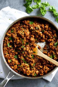 This is tofu. sofritas tofu. Think chipotle peppers, think roasted poblanos, think garlic and salsa and fresh cilantro pureed into a sucker punch sauce and poured all over your tofu, gently simmering it into flavorful yumminess. Tell me now – how does that tofu part make you feel? You …