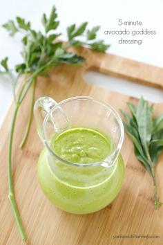 5-minute healthy avocado goddess dressing | yankeekitchenninja.com